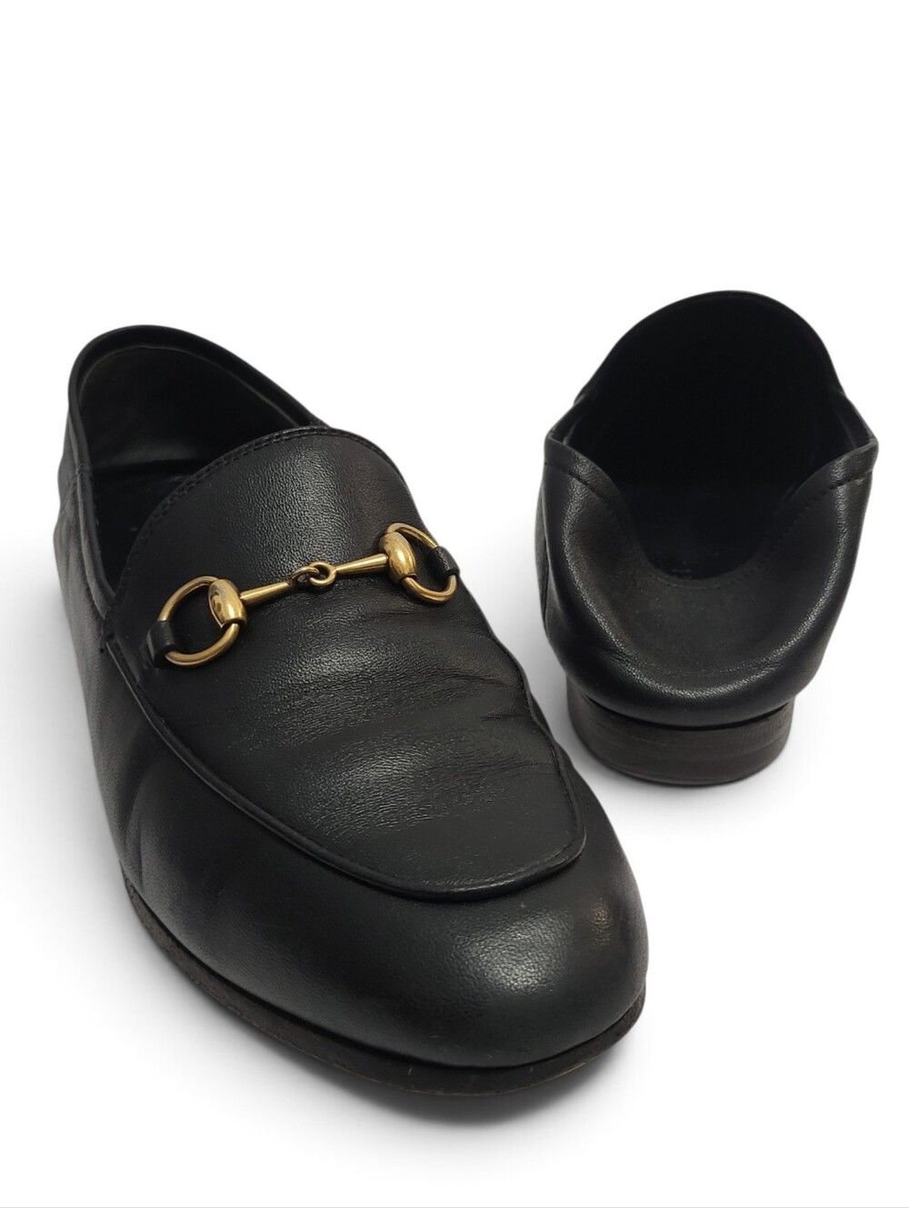 Gucci Brixton Horsebit Convertible Loafers Black Leather Slip-On Flats